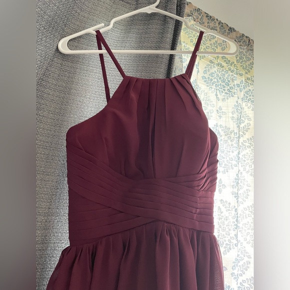 A-line chiffon halter bridesmaid dress with corset lace up back - Picture 3 of 7